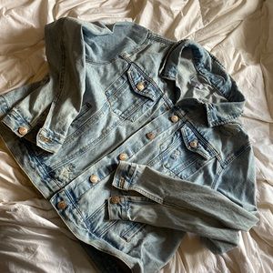 Distressed denim jacket 3X